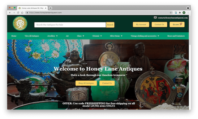 Honey Lane Antiques NI Website
